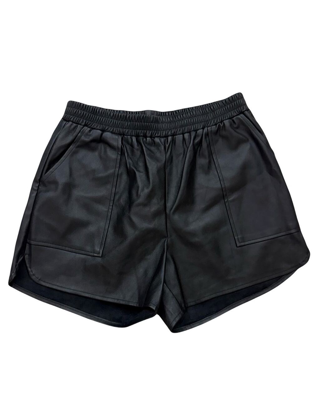 Joy Joy Faux Leather Black Pull-On Elastic Waist Shorts